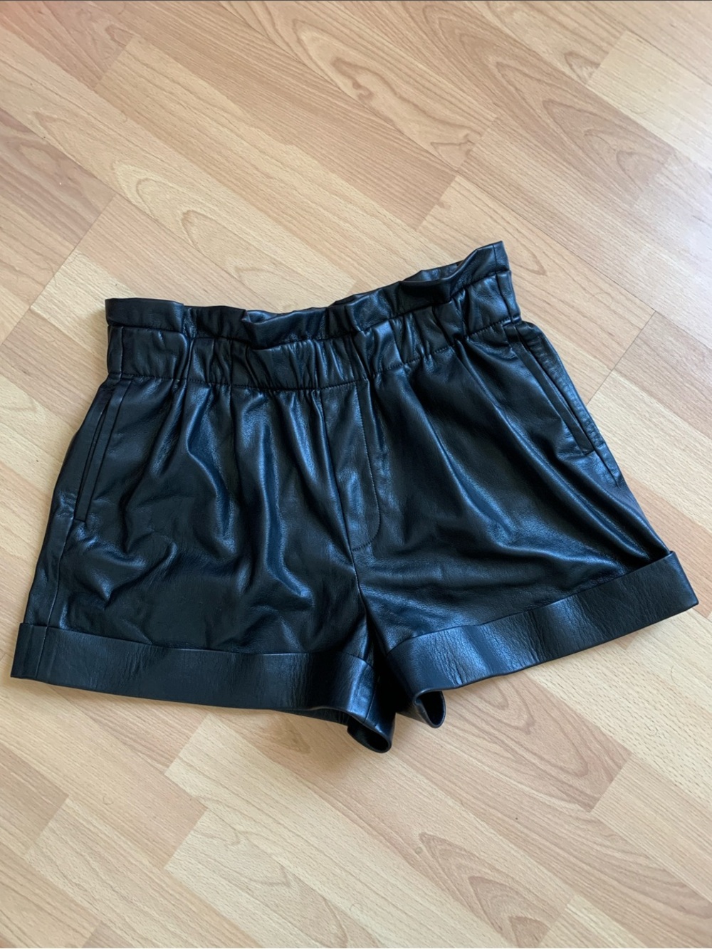 Alice and Olivia High-Waist Black Faux Leather Women’s Shorts